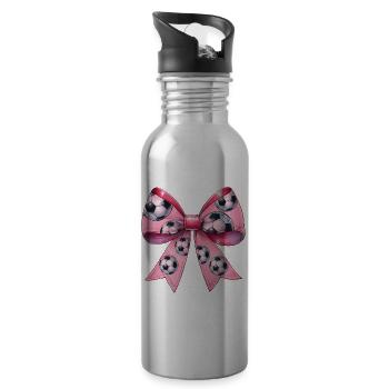 Coquette Bow Soccer Ballon Motif Fête des Mères - Gourde avec paille intégrée - argent clair - Droite