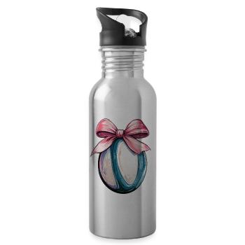 Coquette Bogen Rugby-Spieler Mütter Tag rosa - Trinkflasche mit integriertem Trinkhalm - Lightsilver - Rechts