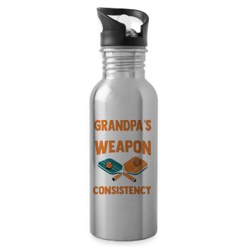 Grand-père joueur de pickleball Dinking Team cadeau - Gourde avec paille intégrée - argent clair - Droite
