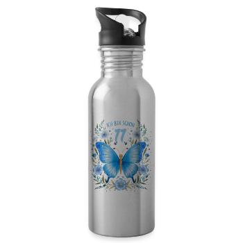 11. Geburtstag Schmetterling Kindergeburtstag - Trinkflasche mit integriertem Trinkhalm - Lightsilver - Rechts