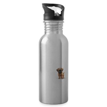 At home is my Brussels Griffon - Water bottle with straw - silver - Right