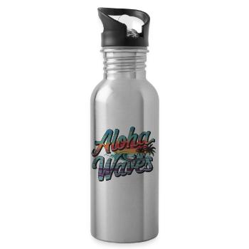 Surfing for surfers in summer by the sea - Water bottle with straw - silver - Right