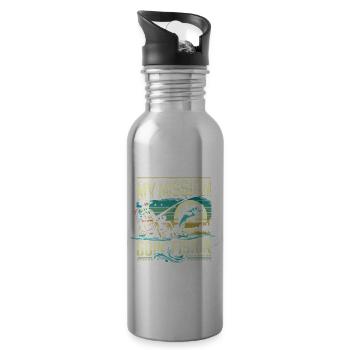 Meine Mission ist Angeln gehen - Trinkflasche mit integriertem Trinkhalm - Lightsilver - Rechts