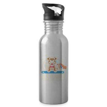 Brauchen Sie einen Hundefriseur? Fragen Sie mich - Trinkflasche mit integriertem Trinkhalm - Lightsilver - Rechts