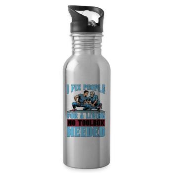 Physical Therapist I Fix People Healthcare Worker - Water bottle with straw - silver - Right