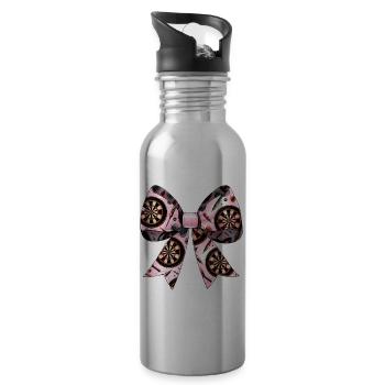 Coquette Bogen Darts Spieler Dartscheibe Muster - Trinkflasche mit integriertem Trinkhalm - Lightsilver - Rechts