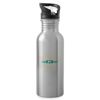 Leicht von Pferden abzulenken - Trinkflasche mit integriertem Trinkhalm - Lightsilver - Rechts