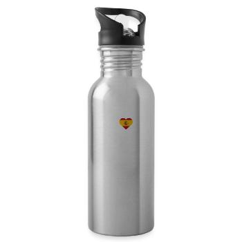 I Love Barcelona Flag Heart State Spain Lover Pun - Water bottle with straw - silver - Right