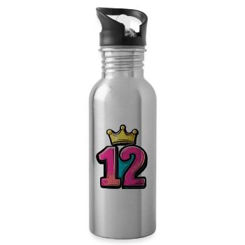12 Zahl Krone - Trinkflasche mit integriertem Trinkhalm - Lightsilver - Rechts