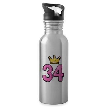 34 Nombre Couronne - Gourde avec paille intégrée - argent clair - Droite