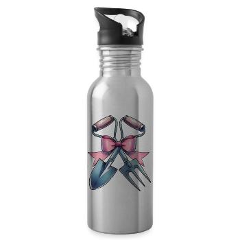 Coquette Bogen Gartenarbeit Gärtner Schaufel Rosa - Trinkflasche mit integriertem Trinkhalm - Lightsilver - Rechts