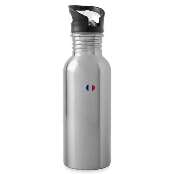France Heart I Love Barcelona I Love Wrong Flag - Water bottle with straw - silver - Right