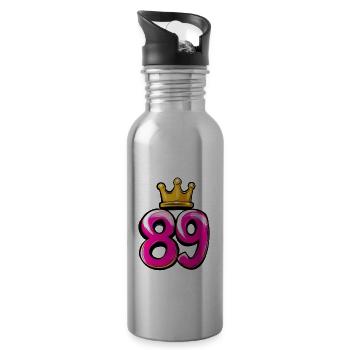 89 Couronne de chiffres - Gourde avec paille intégrée - argent clair - Droite