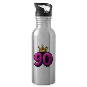 90 Number Crown - Water bottle with straw - silver - Right