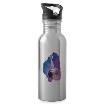 Mandoline, Weil Normale Gitarren Langweilig Sind - Trinkflasche mit integriertem Trinkhalm - Lightsilver - Rechts