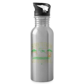 Als Landwirt geboren und gezwungen, zur Schule zu - Trinkflasche mit integriertem Trinkhalm - Lightsilver - Rechts