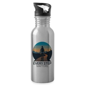 REISE, JEDER SCHRITT ZÄHLT - Trinkflasche mit integriertem Trinkhalm - Lightsilver - Rechts