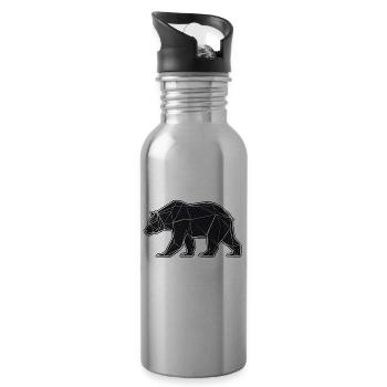 Geometric Bear Bear Brown Bear Outdoor Nature - Water bottle with straw - silver - Right