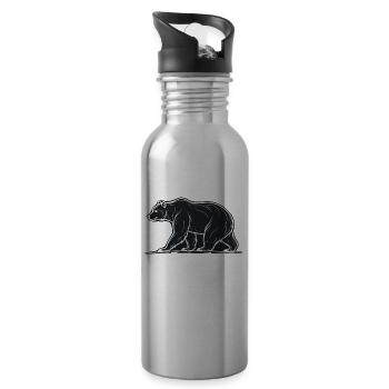 Geometric Bear Bear Brown Bear Outdoor Nature - Water bottle with straw - silver - Right