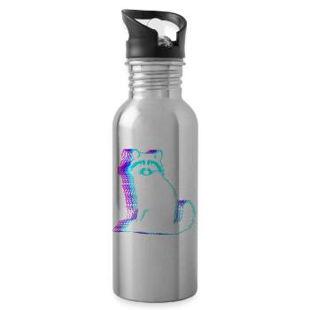 raton laveur rétro Possum Street Cat Vaporwave - Gourde avec paille intégrée - argent clair - Droite