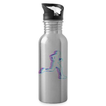 Retro Runner Marathon Running Vaporwave - Gourde avec paille intégrée - argent clair - Droite