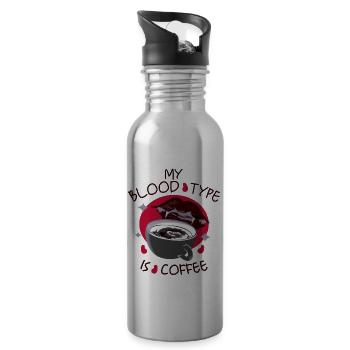Mon groupe sanguin est le café - Gourde avec paille intégrée - argent clair - Droite