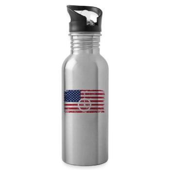 This guy loves unicycles - Water bottle with straw - silver - Right