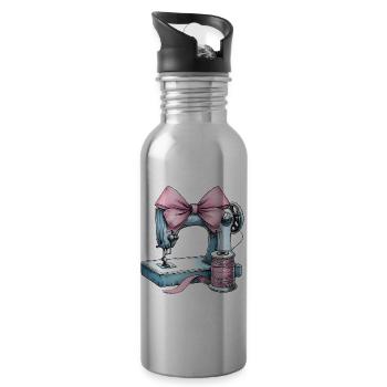 Coquette Bow Nähmaschine Quilten Quilter - Trinkflasche mit integriertem Trinkhalm - Lightsilver - Rechts