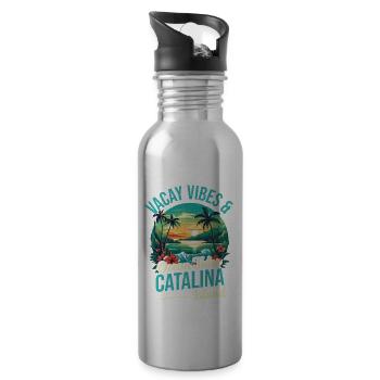 Vacay Vibes & Occänen -gezeiten Catalina Island - Trinkflasche mit integriertem Trinkhalm - Lightsilver - Rechts