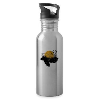 Wildblume Mondscheinwiese - Trinkflasche mit integriertem Trinkhalm - Lightsilver - Rechts
