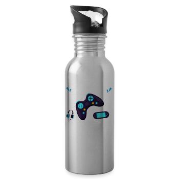 Halloween Pisse Zeichenfläche 1 Kopie 3 - Trinkflasche mit integriertem Trinkhalm - Lightsilver - Rechts