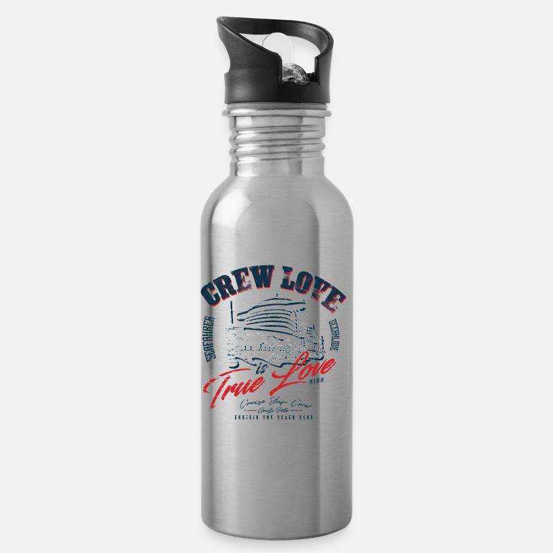 Crew Love #cruiseshipcrew - Trinkflasche mit integriertem Trinkhalm - Lightsilver