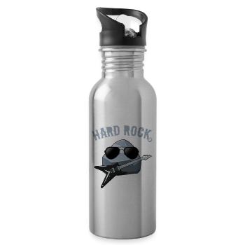 Hard Rock Stone Guitarist Musician Electro Guitar - Water bottle with straw - silver - Right