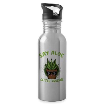 Say Aloe To My Little Friend Aloe Vera Pflanze - Trinkflasche mit integriertem Trinkhalm - Lightsilver - Rechts