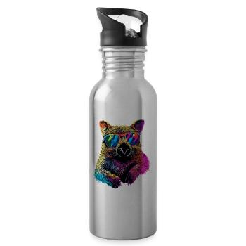 Wombat Australien Beuteltier Süßer Wombat - Trinkflasche mit integriertem Trinkhalm - Lightsilver - Rechts