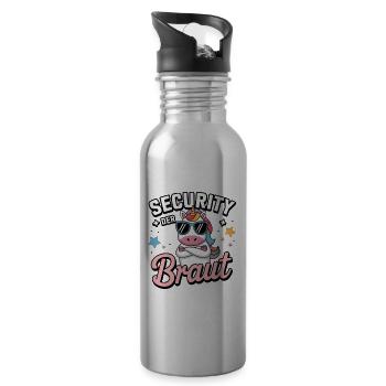 Sécurité de la mariée Licorne Enterrement de vie de garçon Chemise de groupe - Gourde avec paille intégrée - argent clair - Droite