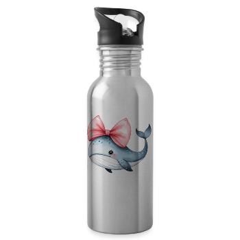 Coquette Bogen Wal Ozean Tier rosa Schleife Mama - Trinkflasche mit integriertem Trinkhalm - Lightsilver - Rechts