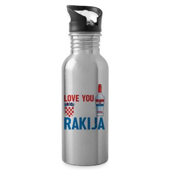 I'd love you if you could eat rakija - Water bottle with straw - silver - Right
