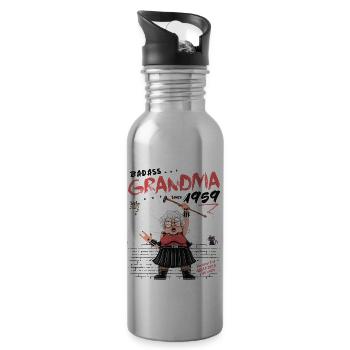 Mamie badass depuis 1959 – 66 ans - Gourde avec paille intégrée - argent clair - Droite