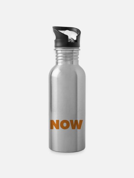 Bee Here Now Cityscape Design - Trinkflasche mit integriertem Trinkhalm - 