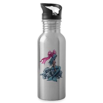 Coquette noeud Sirène Fille Ruban Rose - Gourde avec paille intégrée - argent clair - Droite