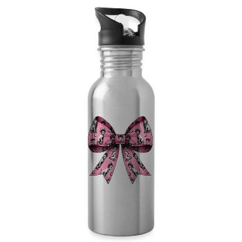 Coquettish Bow Faun Satyrs Goat Men Roman - Water bottle with straw - silver - Right