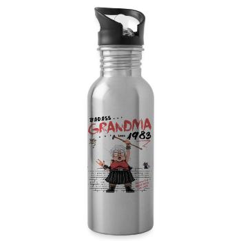 Badass Grandma depuis 1983 – 42 ans de plaisir - Gourde avec paille intégrée - argent clair - Droite