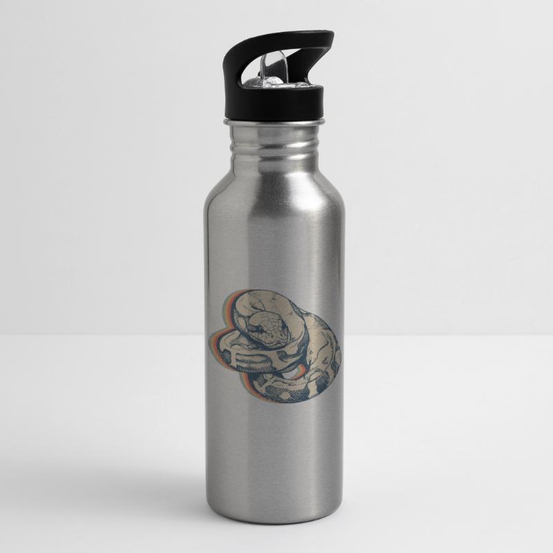 Ball Python Snake Retro Line Art Water bottle with straw