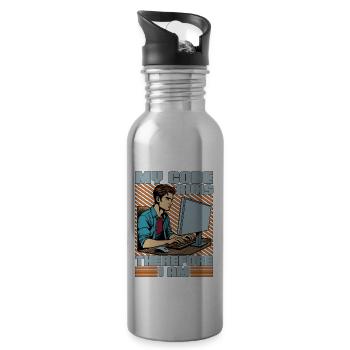 Coder My Code Runs Therefore I Am Web Developer - Trinkflasche mit integriertem Trinkhalm - Lightsilver - Rechts
