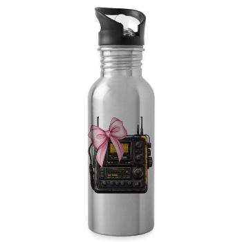 Coquette Bow Amateur Radio Operator Amateur Radio Operator - Water bottle with straw - silver - Right