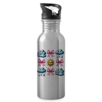 Kokette Bogen Meteorologie Sonne Wolken - Trinkflasche mit integriertem Trinkhalm - Lightsilver - Rechts