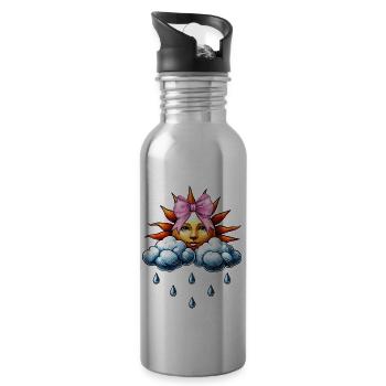 Kokette Bogen Meteorologie Sonne Wolken - Trinkflasche mit integriertem Trinkhalm - Lightsilver - Rechts
