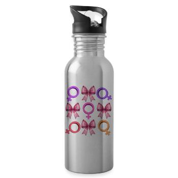 Kokette Schleife Feministisches Symbol Feminismus - Trinkflasche mit integriertem Trinkhalm - Lightsilver - Rechts