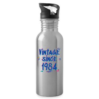 Vintage Since 1984 Hip-Hop Graffiti Glitch 41st - Water bottle with straw - silver - Right